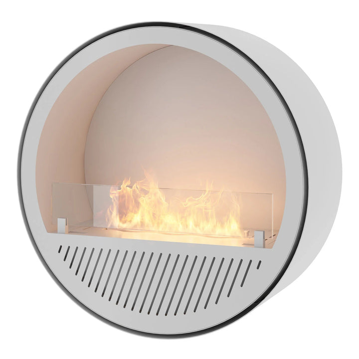 Bioethanol Wandkamin INCYCLE SLIM InFire SlimFire Weiss Rund mit Glas Bio Ethanol Kamin Wandmontage
