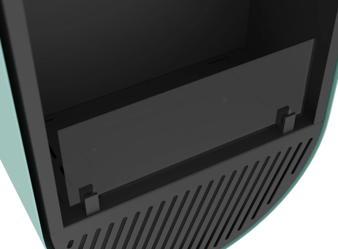 Bioethanol Wandkamin INCYCLE SLIM Vertikal Schwarz Minze InFire SlimFire Bio Ethanol Wand Kamin Ofen Wandmontage Biokamin mit Glas Nahaufnahme