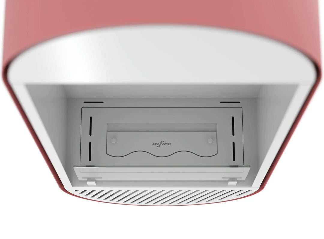 Bioethanol Wandkamin INCYCLE SLIM Vertikal Weiss Lachs InFire SlimFire Bio Ethanol Wand Kamin Ofen Wandmontage Biokamin mit Glas Draufsicht