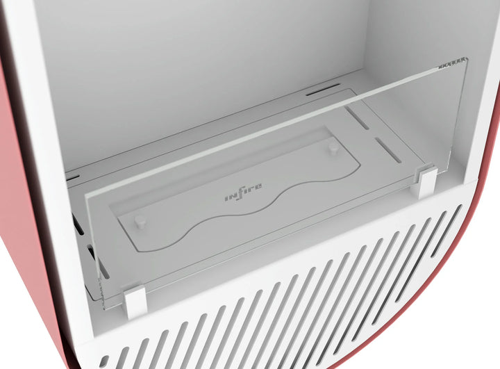 Bioethanol Wandkamin INCYCLE SLIM Vertikal Weiss Lachs InFire SlimFire Bio Ethanol Wand Kamin Ofen Wandmontage Biokamin mit Glas Nahaufnahme