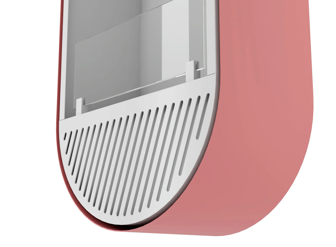 Bioethanol Wandkamin INCYCLE SLIM Vertikal Weiss Lachs InFire SlimFire Bio Ethanol Wand Kamin Ofen Wandmontage Biokamin mit Glas Seitlich Details