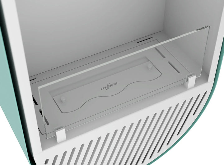 Bioethanol Wandkamin INCYCLE SLIM Vertikal Weiss Minze InFire SlimFire Bio Ethanol Wand Kamin Ofen Wandmontage Biokamin mit Glas Nahaufnahme