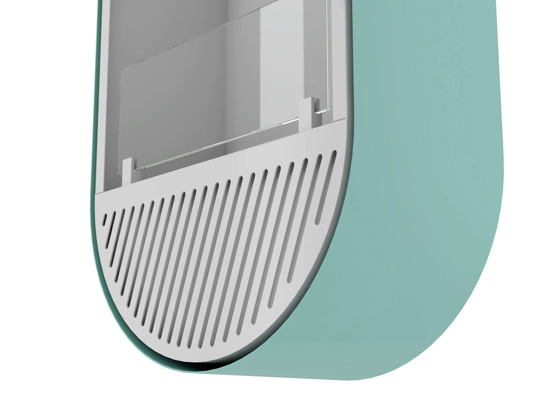 Bioethanol Wandkamin INCYCLE SLIM Vertikal Weiss Minze InFire SlimFire Bio Ethanol Wand Kamin Ofen Wandmontage Biokamin mit Glas Seitlich Details