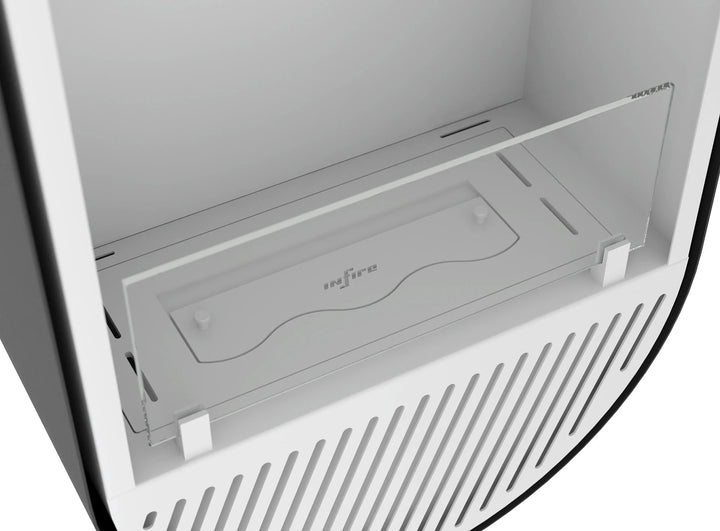 Bioethanol Wandkamin INCYCLE SLIM Vertikal Weiss Schwarz InFire SlimFire Bio Ethanol Wand Kamin Ofen Wandmontage Biokamin mit Glas Nahaufnahme