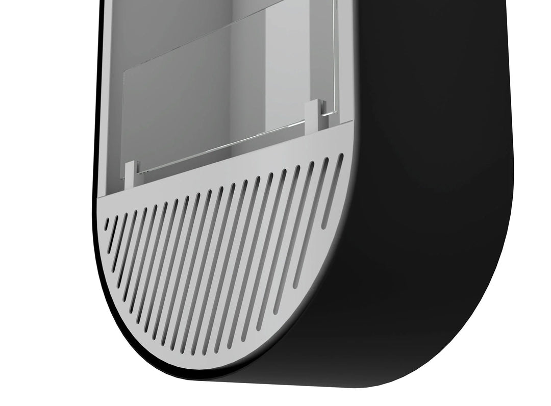 Bioethanol Wandkamin INCYCLE SLIM Vertikal Weiss Schwarz InFire SlimFire Bio Ethanol Wand Kamin Ofen Wandmontage Biokamin mit Glas Seitlich Details