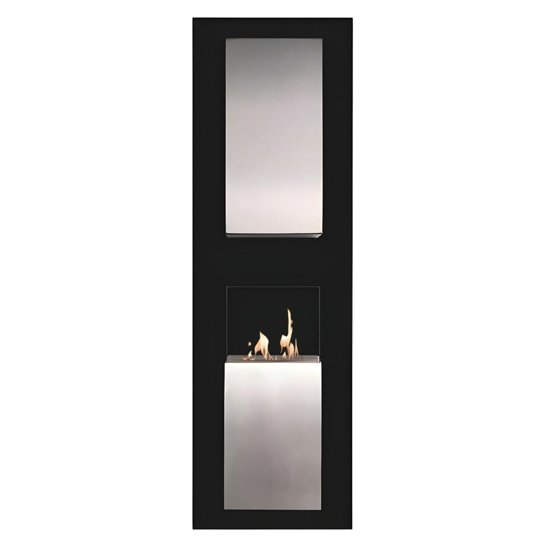 Bioethanol Wandkamin KAPTUR XL Vertikal Schwarz Stahl mit Glas Ethanol Biokamin Wandmontage