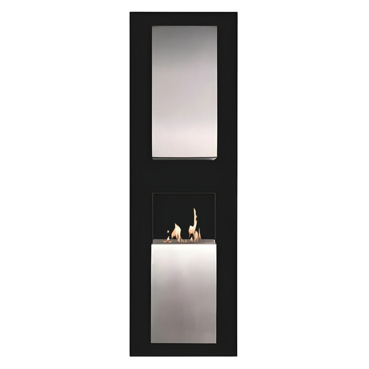 Bioethanol Wandkamin KAPTUR XL Vertikal Schwarz Stahl mit Glas Ethanol Biokamin Wandmontage