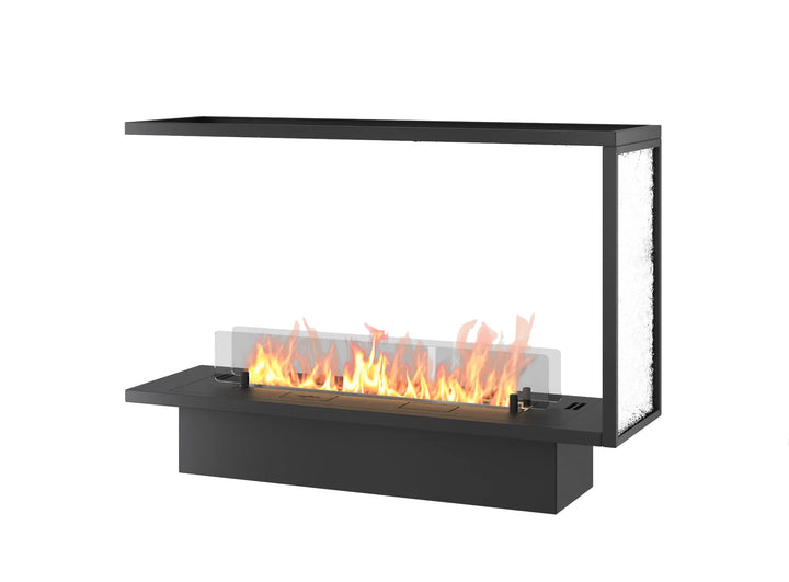 Dreiseitiger Bioethanol Einbau Kamin Einbaukamin Raumteiler Ofen ETRONIC BASIC U1000 InFire Automatisch Pumpe App Fernbedienung mit Glas SmartFire