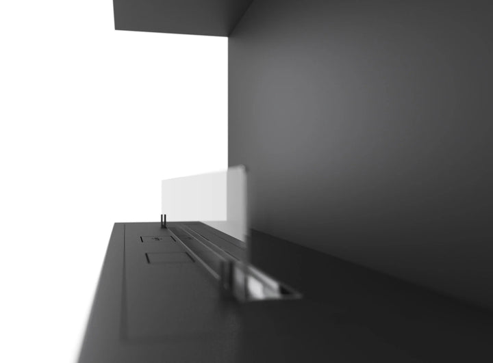 Dreiseitiger Bioethanol Einbaukamin Einbau Kamin Ofen ETRONIC BASIC INSIDE C1200 InFire Automatisch Pumpe App Fernbedienung Nahaufnahme