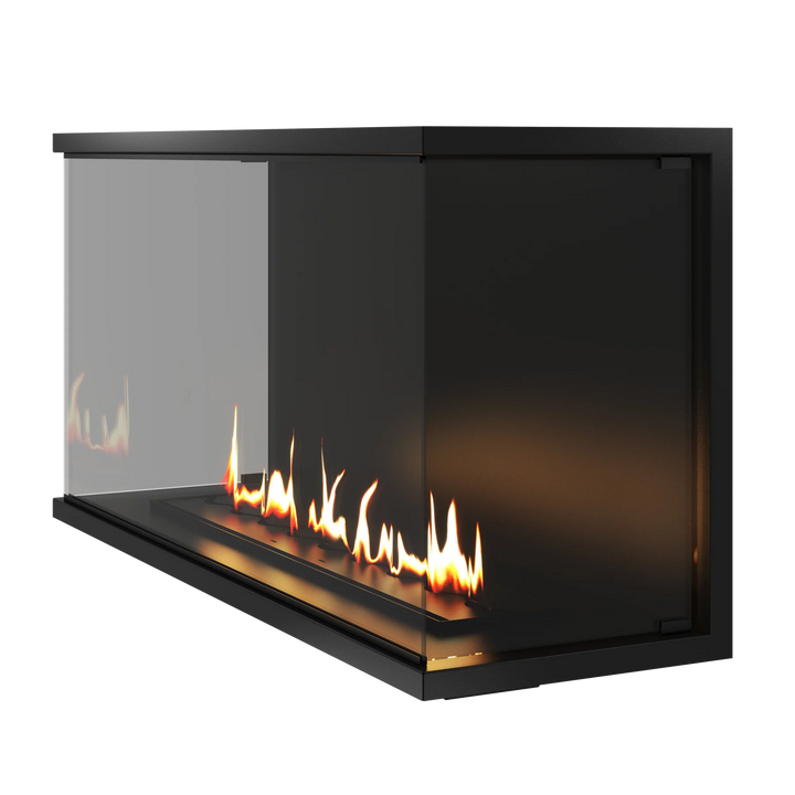 Dreiseitiger Bioethanol Einbaukamin Einbau Kamin Raumteiler Vollverglasung MATE 120cm Vollglas Raumtrenner Ethanol Ofen Seitlich