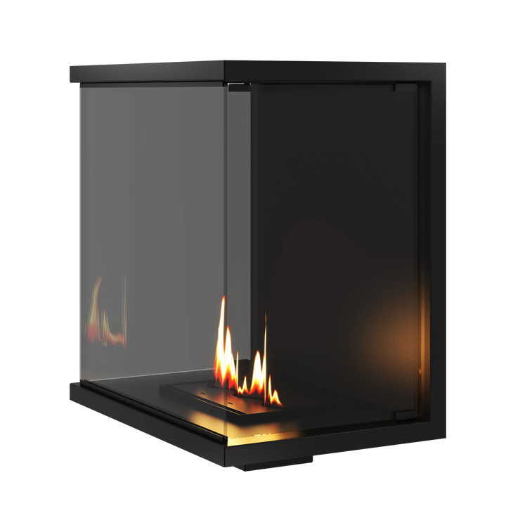 Dreiseitiger Bioethanol Einbaukamin Einbau Kamin Raumteiler Vollverglasung MATE 60cm Vollglas Raumtrenner Ethanol Ofen Seitlich Glastuer