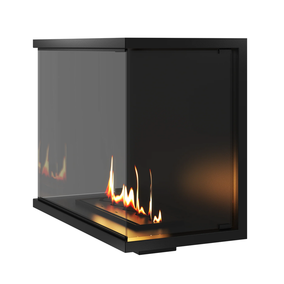 Dreiseitiger Bioethanol Einbaukamin Einbau Kamin Raumteiler Vollverglasung MATE 80cm Vollglas Raumtrenner Ethanol Ofen Seitlich