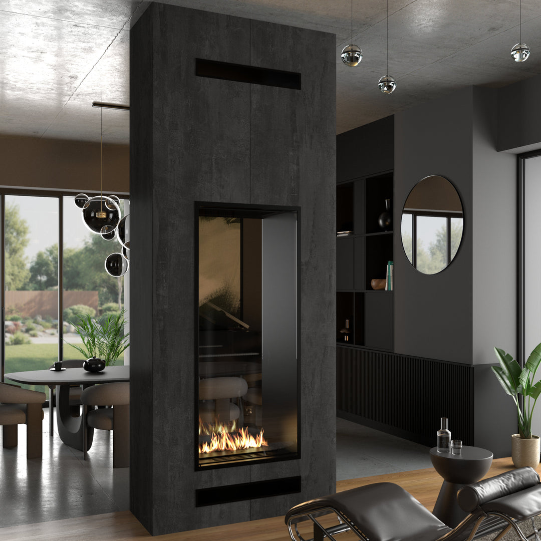 Vollverglaster Bioethanol Kamin FAME Vertikal 80x200 Detailansicht Glas