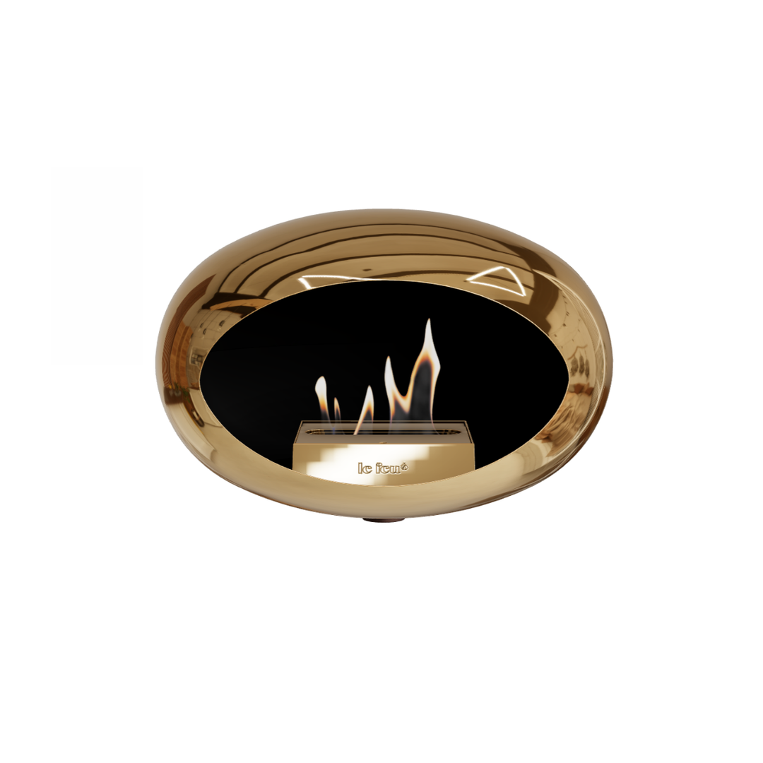 Bioethanol Wandkamin Le Feu DOME WALL Chrom Roségold - Wandhalterung Mokka - Brenner Roségold
