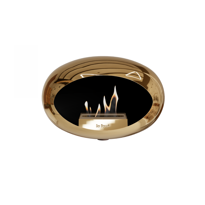 Bioethanol Wandkamin Le Feu DOME WALL Chrom Roségold - Wandhalterung Mokka - Brenner Roségold