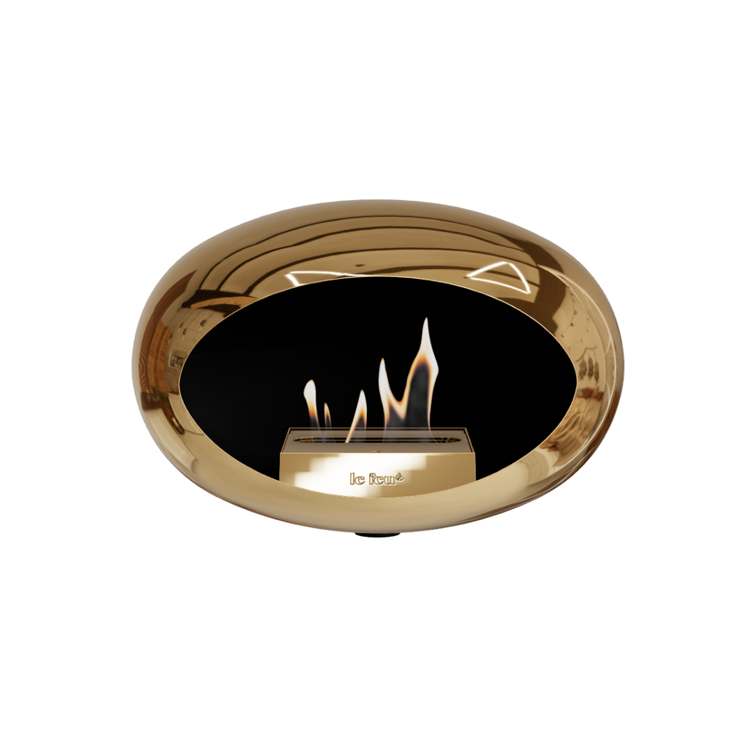 Bioethanol Wandkamin Le Feu DOME WALL Chrom Roségold - Wandhalterung Nickel - Brenner Roségold