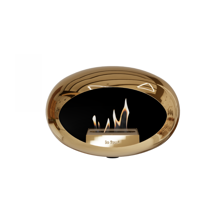 Bioethanol Wandkamin Le Feu DOME WALL Chrom Roségold - Wandhalterung Schwarz - Brenner Roségold