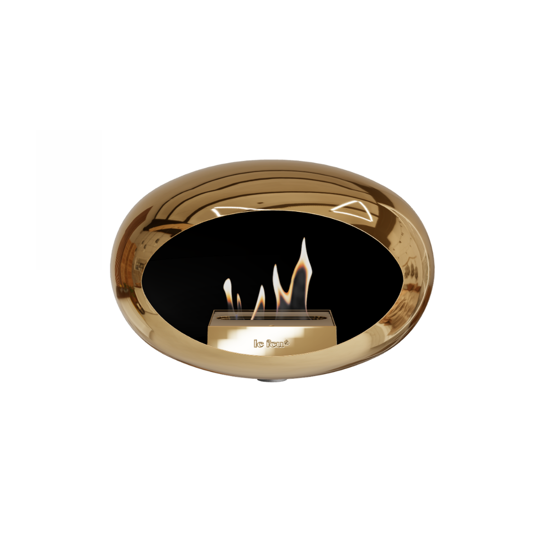 Bioethanol Wandkamin Le Feu DOME WALL Chrom Roségold - Wandhalterung Weiß - Brenner Roségold