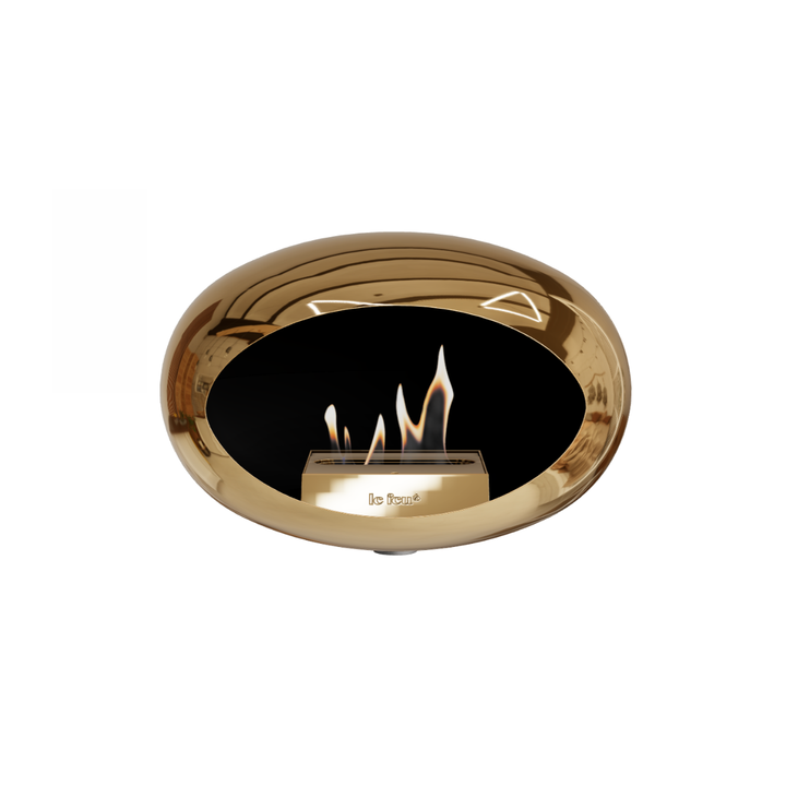 Bioethanol Wandkamin Le Feu DOME WALL Chrom Roségold - Wandhalterung Weiß - Brenner Roségold