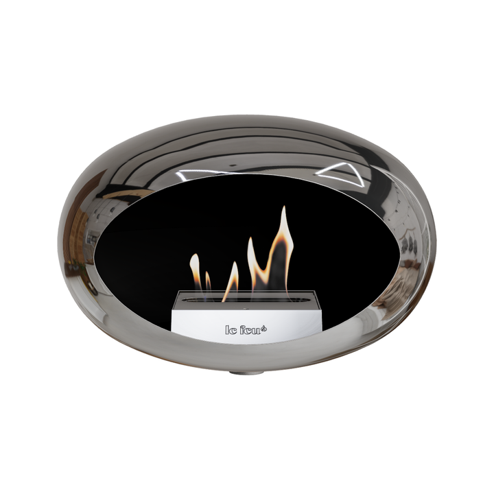 Bioethanol Wandkamin Le Feu DOME WALL Chrom Silber - Wandhalterung Nickel - Brenner Edelstahl