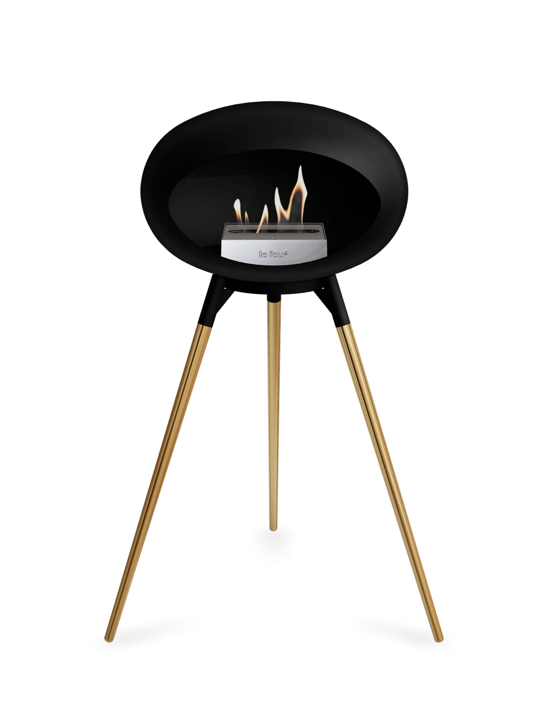 Le Feu GROUND HIGH Bioethanol Standkamin Schwarz - Brennschale Schwarz Standfüße Roségold Brenner Edelstahl - freistehender Ethanol Kamin ohne Schornstein