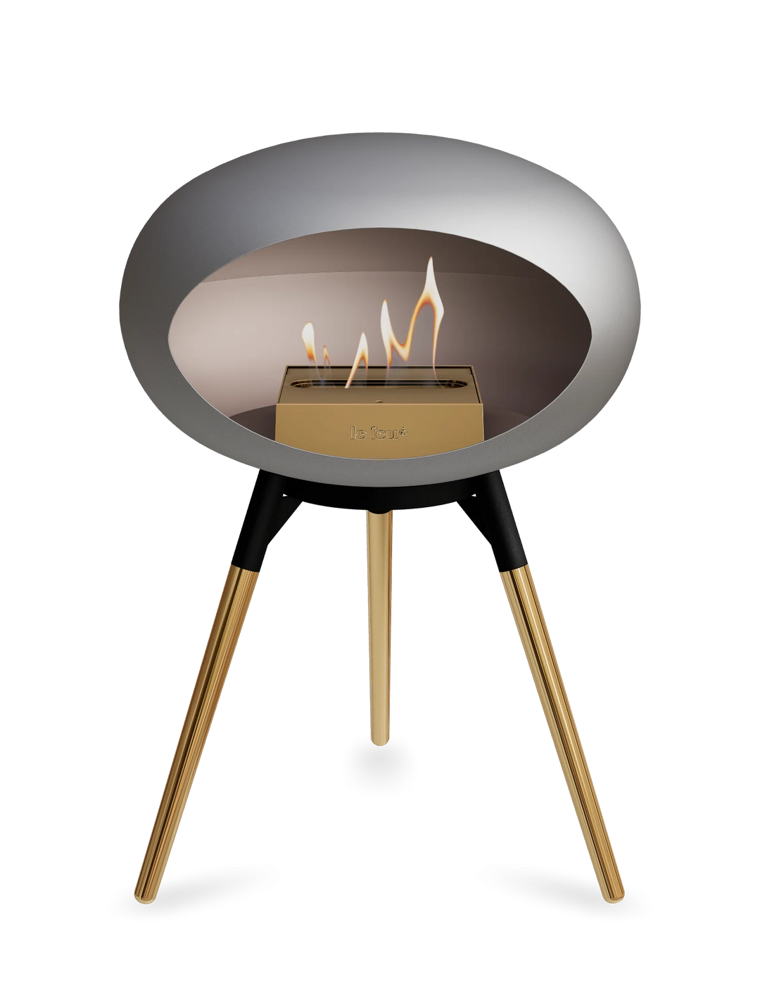 Le Feu GROUND LOW Bioethanol Standkamin Nickel - Brennschale Schwarz Standfüße Roségold Brenner Roségold - freistehender Ethanol Kamin ohne Schornstein
