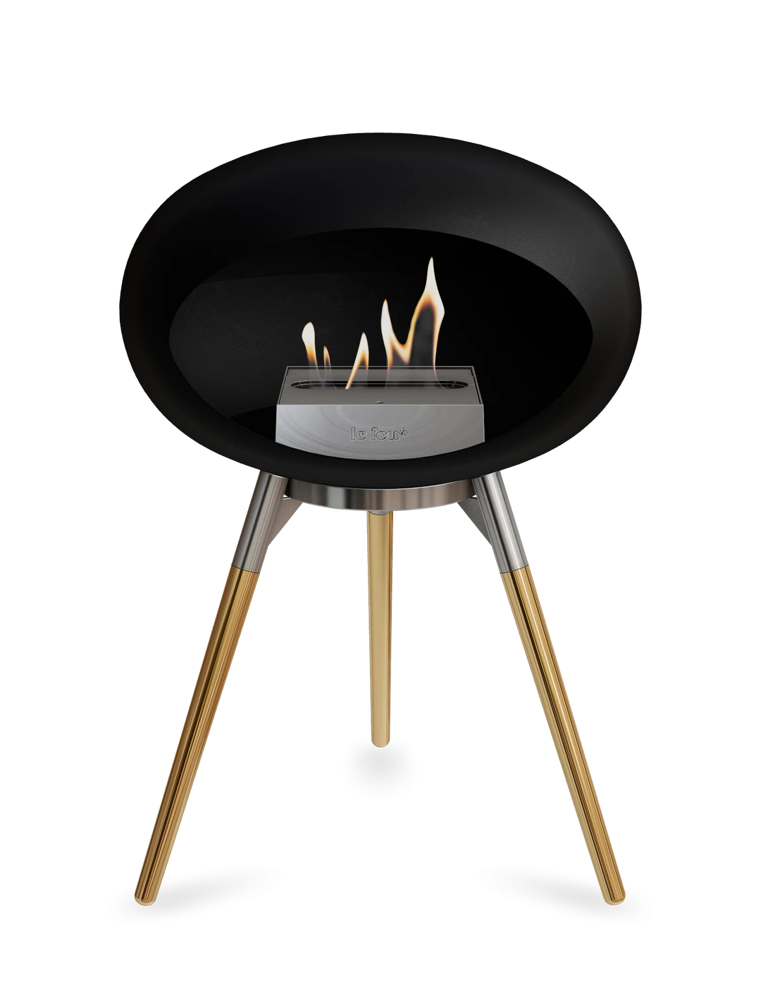 Le Feu GROUND LOW Bioethanol Standkamin Schwarz - Brennschale Edelstahl Standfüße Roségold Brenner Edelstahl - freistehender Ethanol Kamin ohne Schornstein