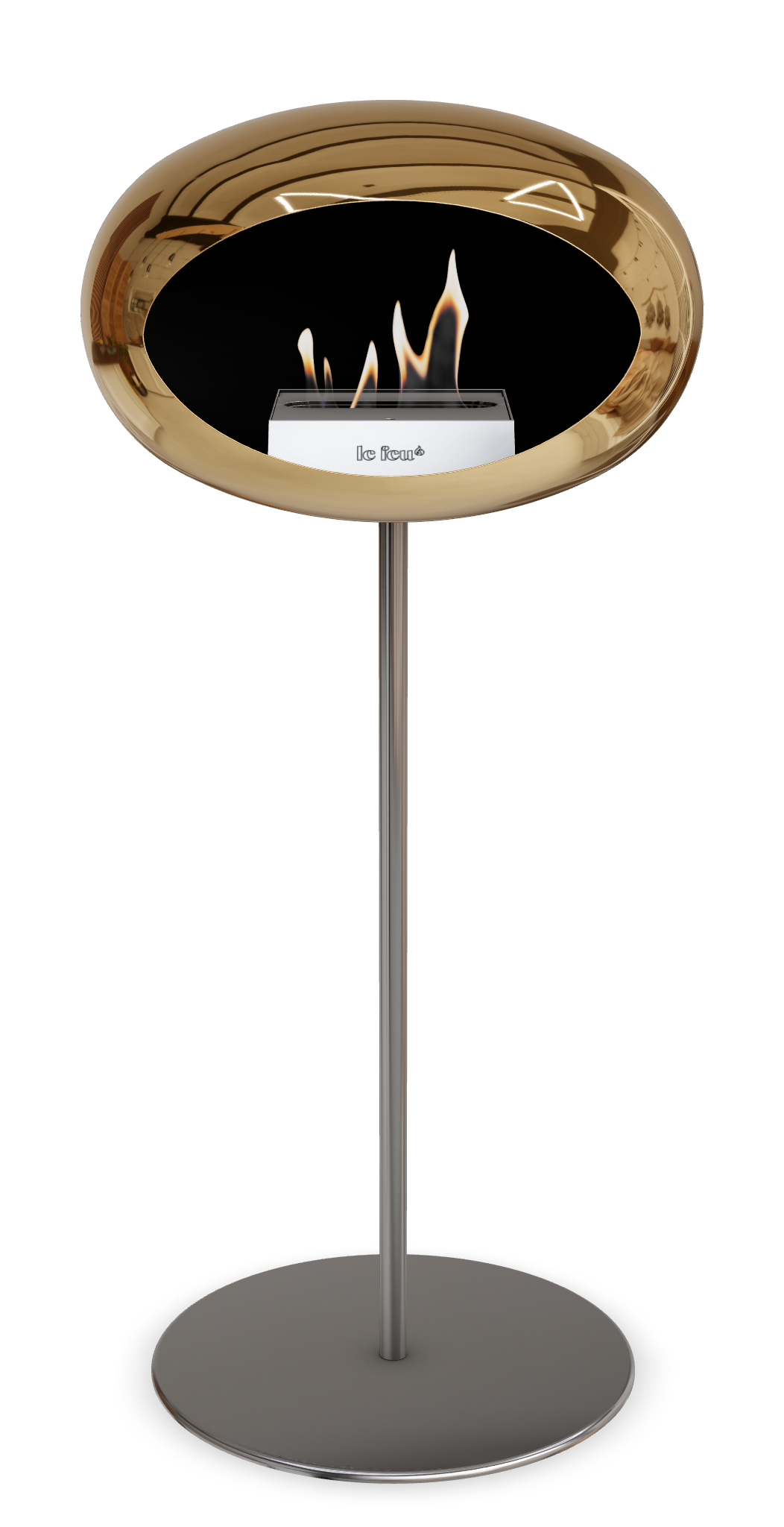 Le Feu GROUND STEEL HIGH Chrom Roségold Ø 25 mm – Rohr Edelstahl, Brenner Edelstahl, Bodenplatte Edelstahl