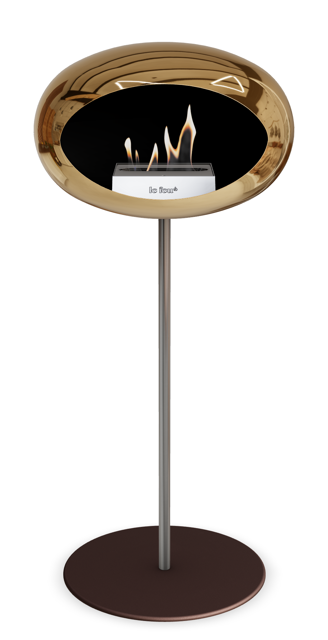 Le Feu GROUND STEEL HIGH Chrom Roségold Ø 25 mm – Rohr Edelstahl, Brenner Edelstahl, Bodenplatte Mokka