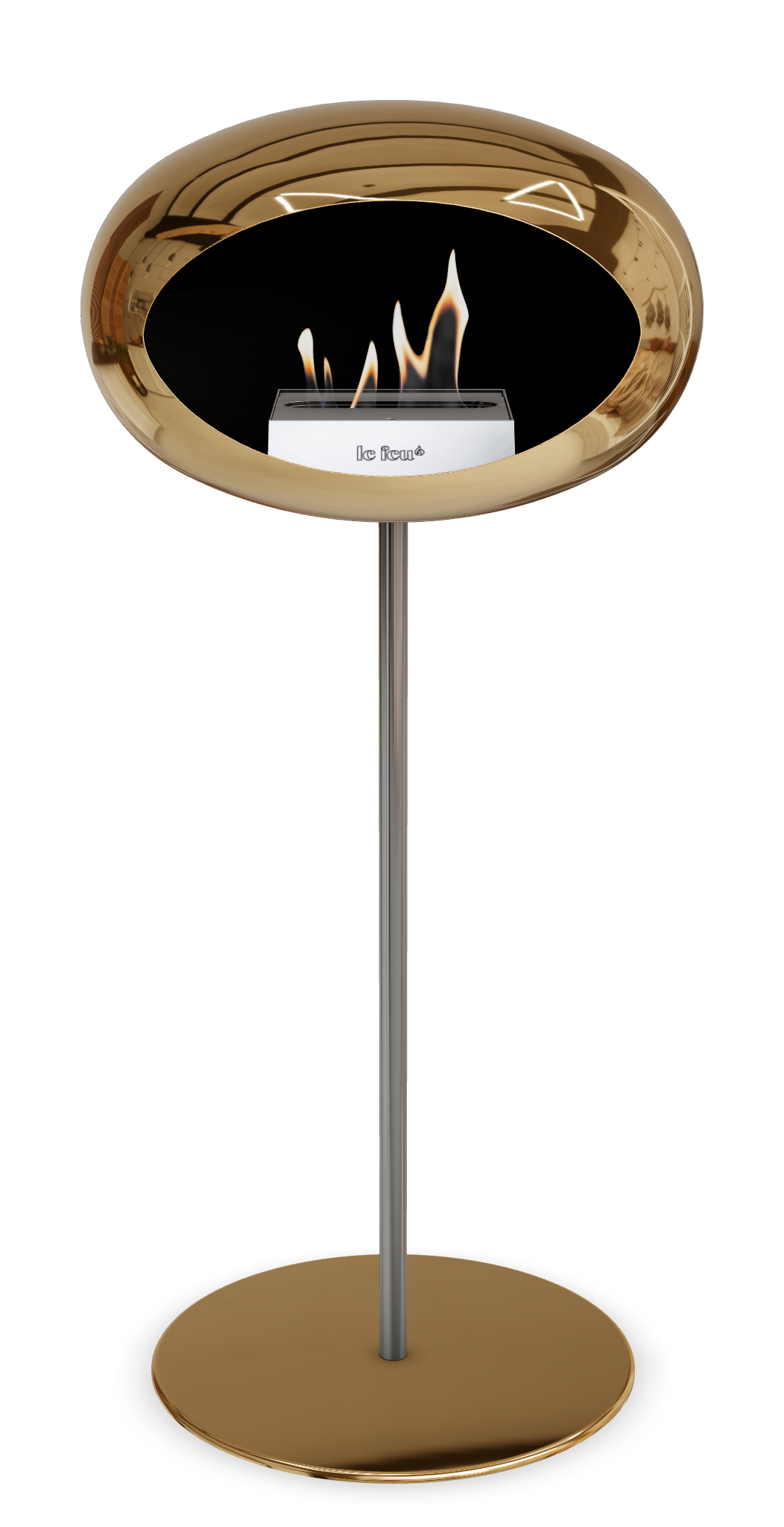 Le Feu GROUND STEEL HIGH Chrom Roségold Ø 25 mm – Rohr Edelstahl, Brenner Edelstahl, Bodenplatte Roségold