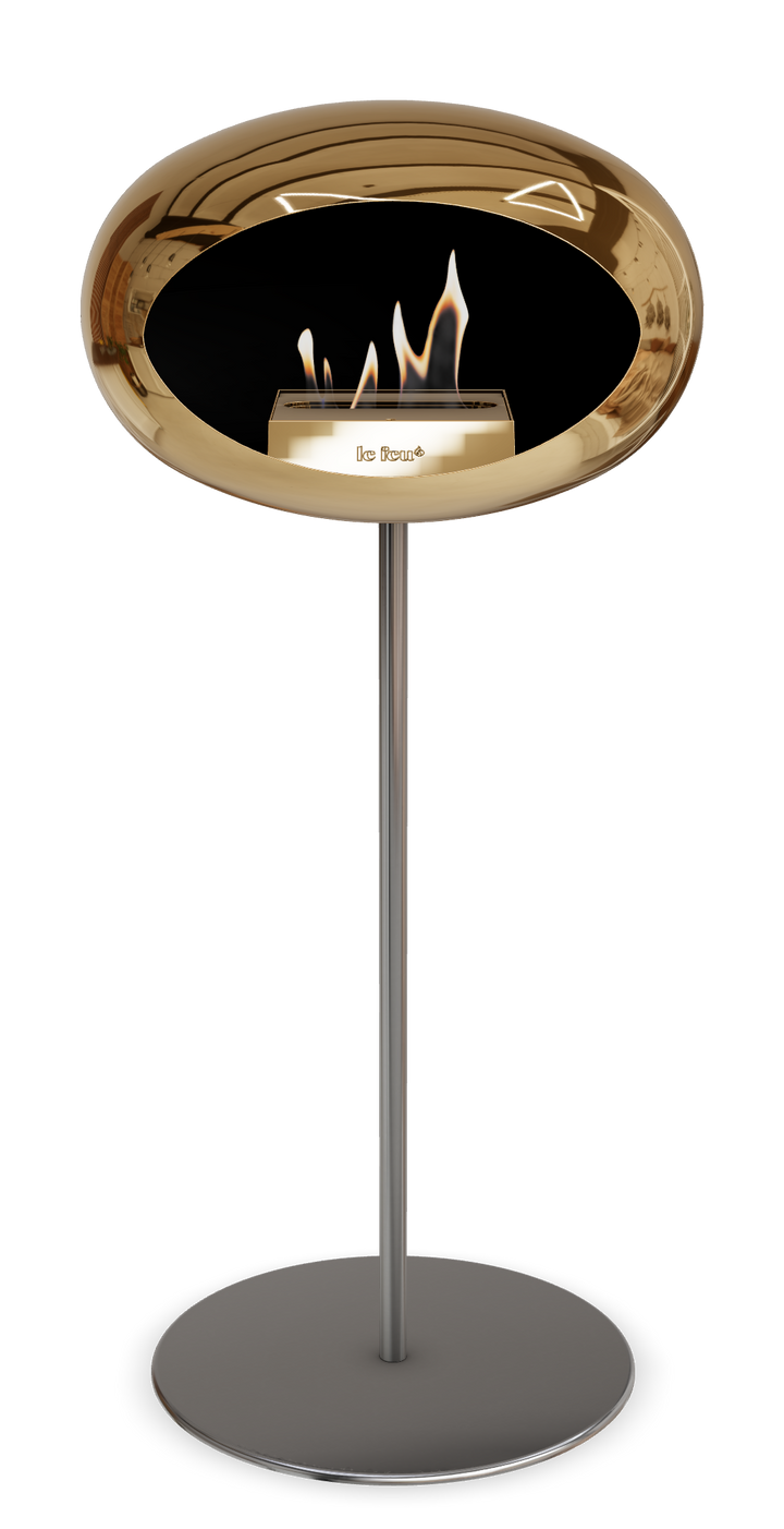 Le Feu GROUND STEEL HIGH Chrom Roségold Ø 25 mm – Rohr Edelstahl, Brenner Roségold, Bodenplatte Edelstahl