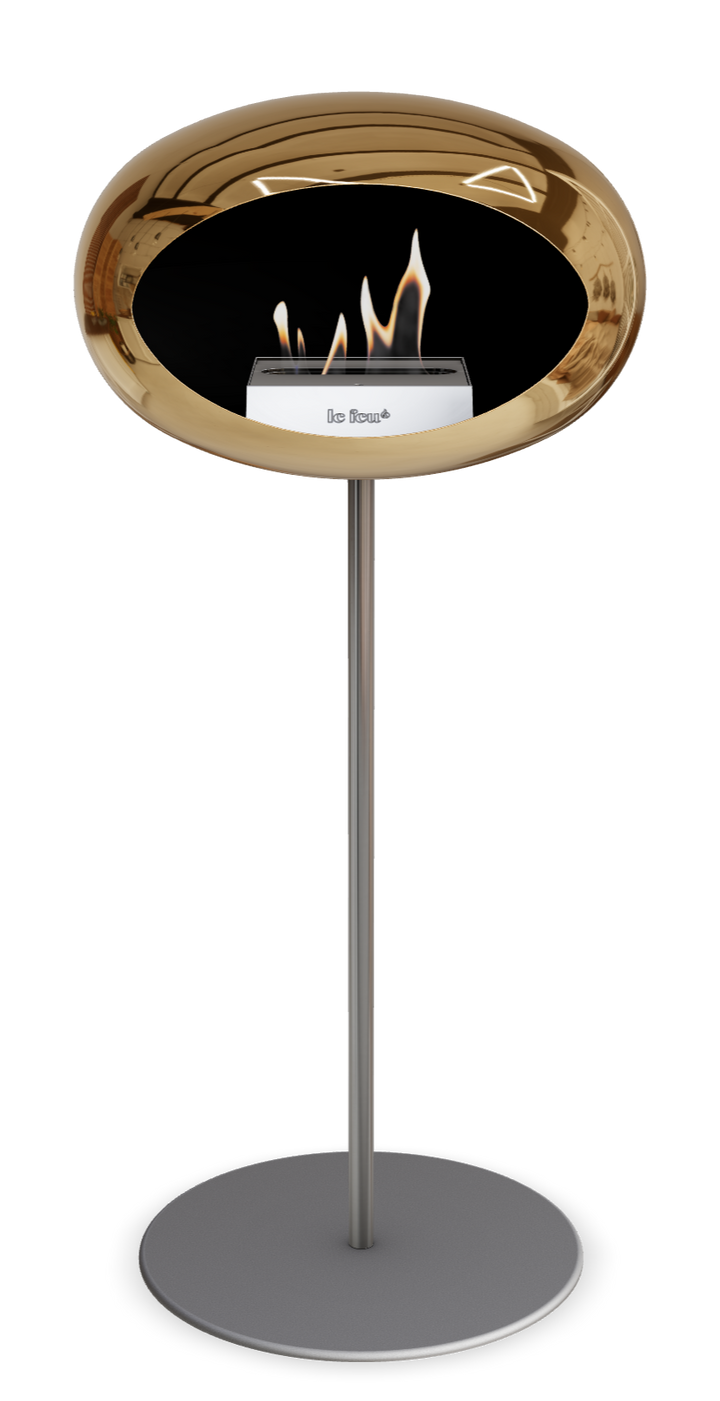 Le Feu GROUND STEEL HIGH Chrom Roségold Ø 25 mm – Rohr Edelstahl, Brenner Roségold, Bodenplatte Nickel