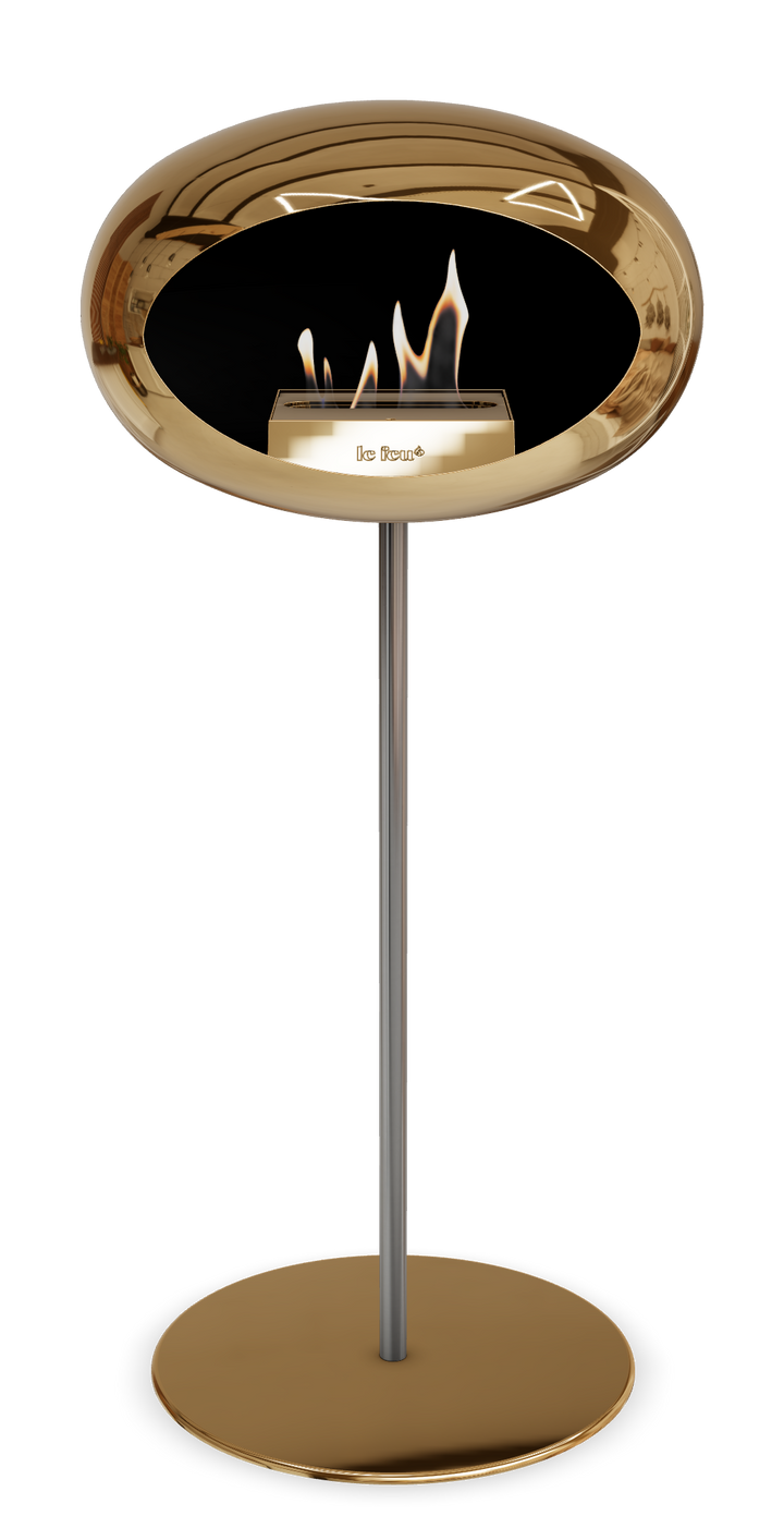 Le Feu GROUND STEEL HIGH Chrom Roségold Ø 25 mm – Rohr Edelstahl, Brenner Roségold, Bodenplatte Roségold