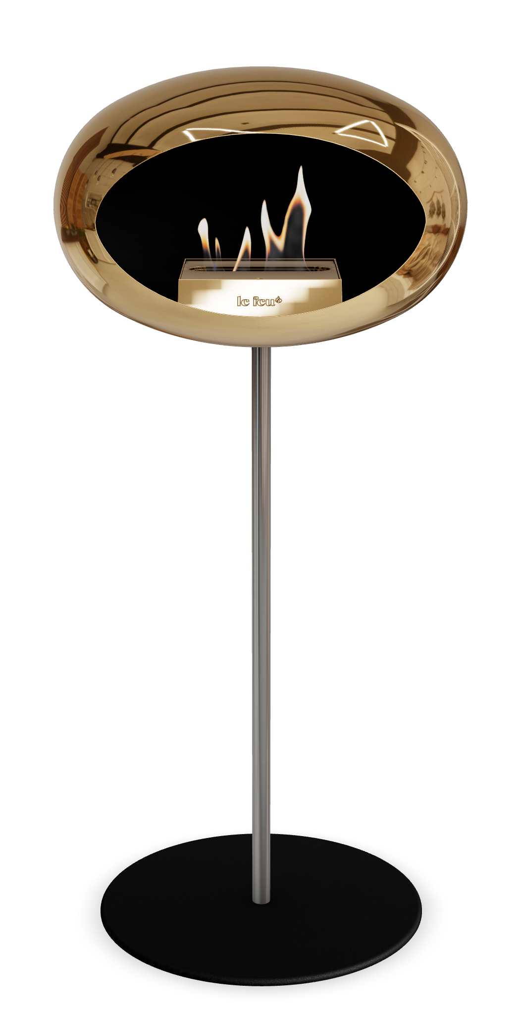 Le Feu GROUND STEEL HIGH Chrom Roségold Ø 25 mm – Rohr Edelstahl, Brenner Roségold, Bodenplatte Schwarz