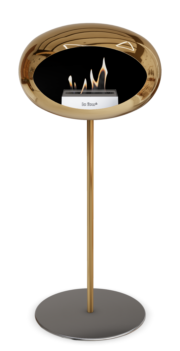 Le Feu GROUND STEEL HIGH Chrom Roségold Ø 25 mm – Rohr Roségold, Brenner Edelstahl, Bodenplatte Edelstahl