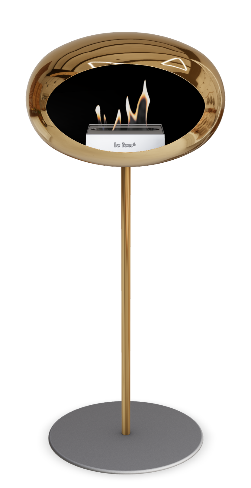 Le Feu GROUND STEEL HIGH Chrom Roségold Ø 25 mm – Rohr Roségold, Brenner Edelstahl, Bodenplatte Nickel