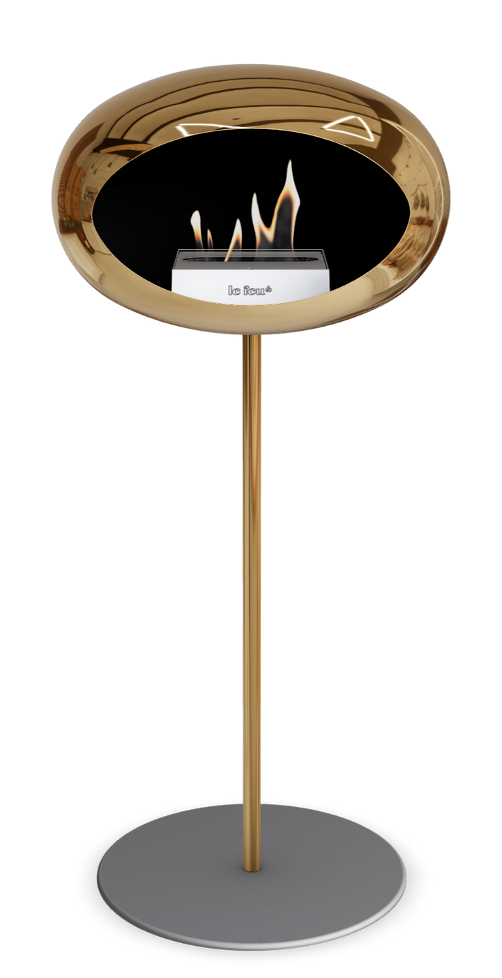 Le Feu GROUND STEEL HIGH Chrom Roségold Ø 25 mm – Rohr Roségold, Brenner Edelstahl, Bodenplatte Nickel