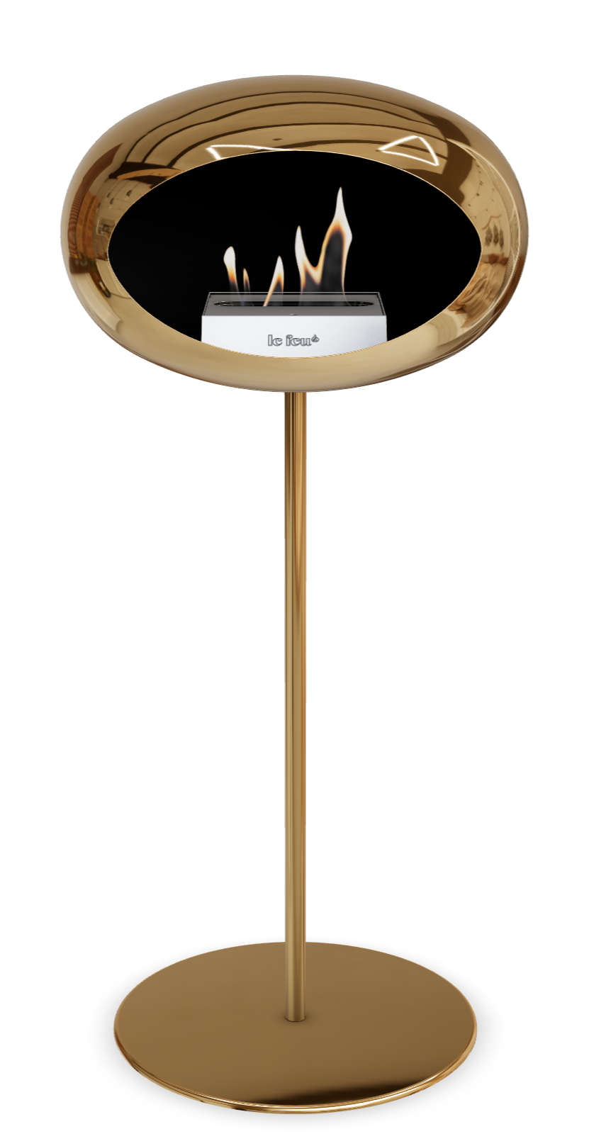 Le Feu GROUND STEEL HIGH Chrom Roségold Ø 25 mm – Rohr Roségold, Brenner Edelstahl, Bodenplatte Roségold
