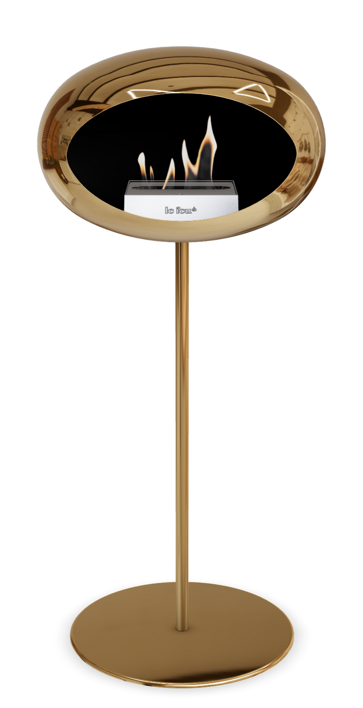 Le Feu GROUND STEEL HIGH Chrom Roségold Ø 25 mm – Rohr Roségold, Brenner Edelstahl, Bodenplatte Roségold