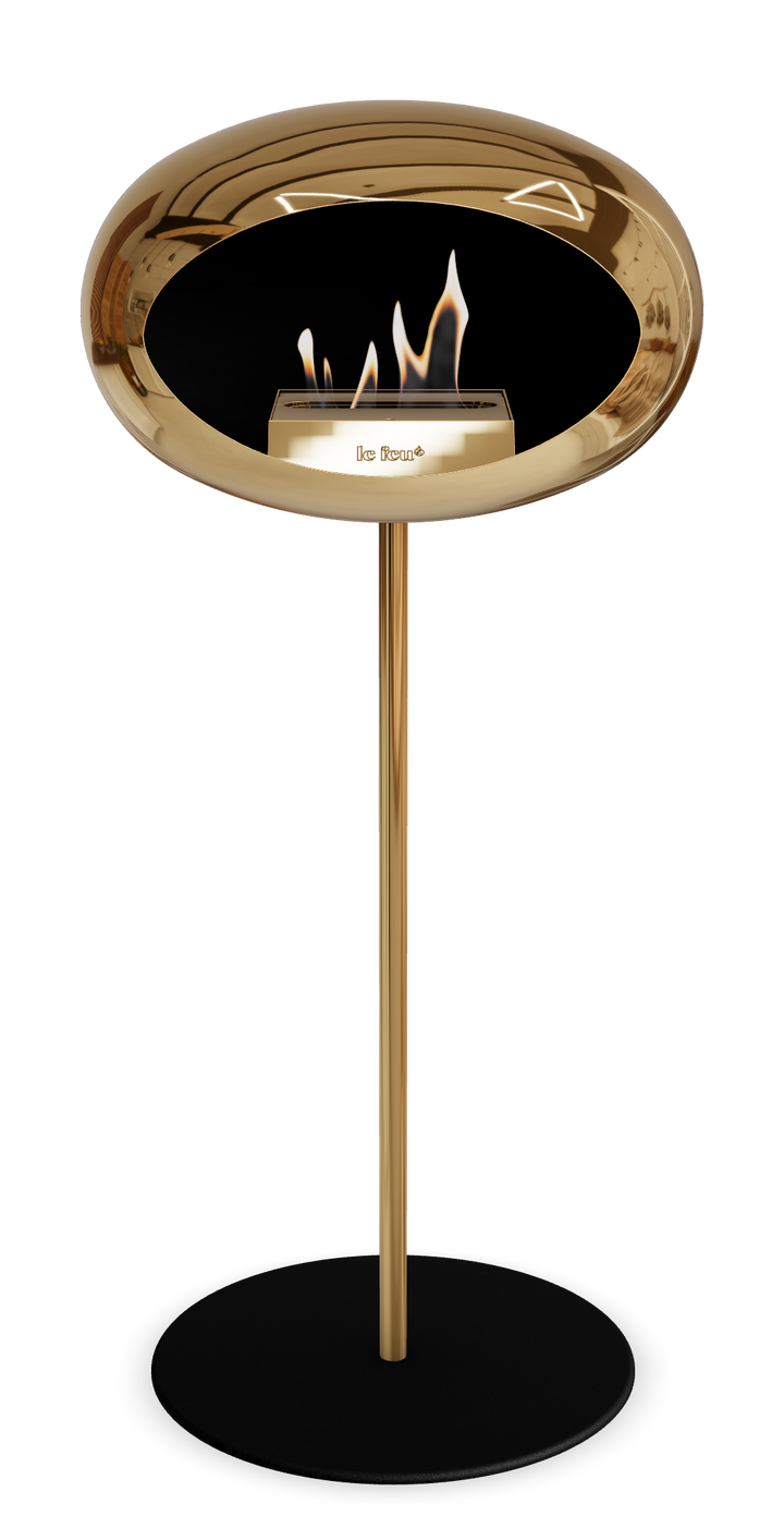 Le Feu GROUND STEEL HIGH Chrom Roségold Ø 25 mm – Rohr Roségold, Brenner Roségold, Bodenplatte Schwarz