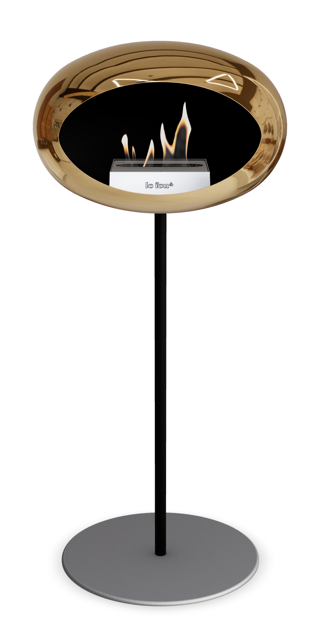 Le Feu GROUND STEEL HIGH Chrom Roségold Ø 25 mm – Rohr Schwarz, Brenner Edelstahl, Bodenplatte Nickel