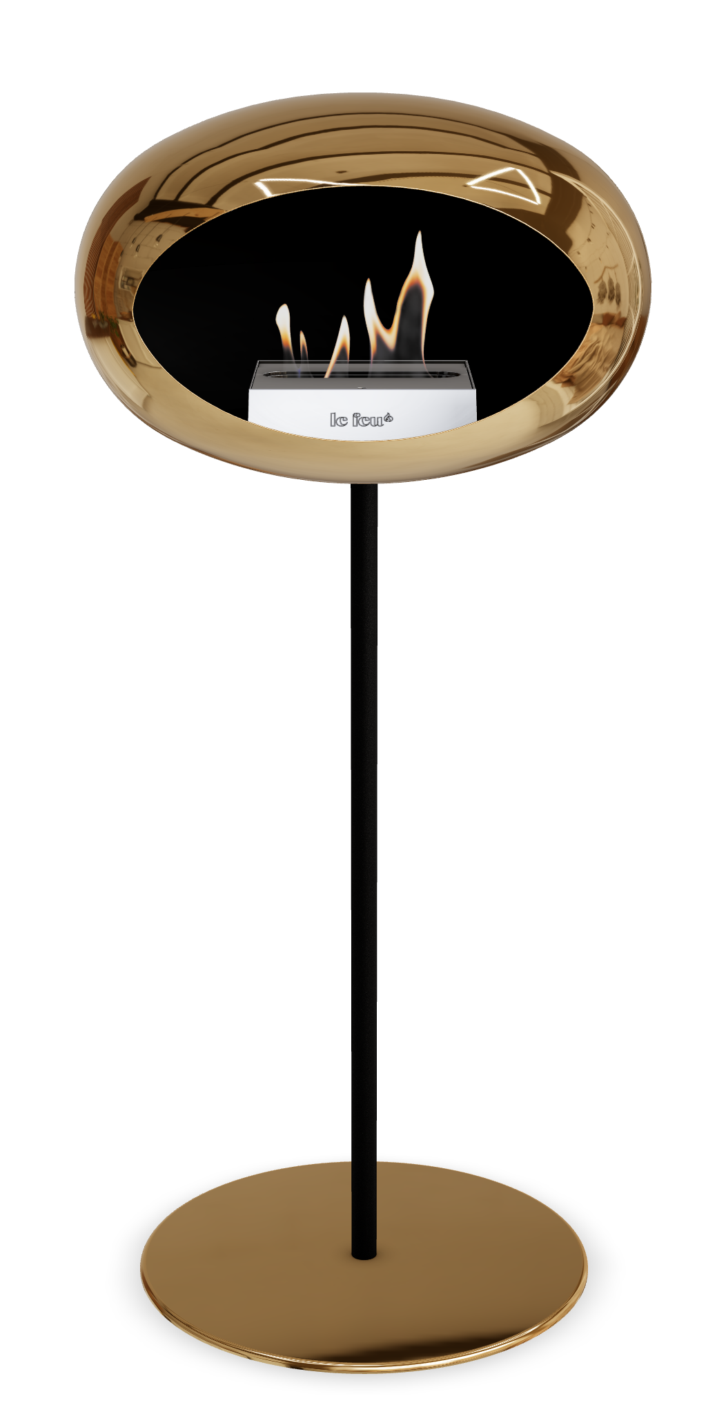 Le Feu GROUND STEEL HIGH Chrom Roségold Ø 25 mm – Rohr Schwarz, Brenner Edelstahl, Bodenplatte Roségold
