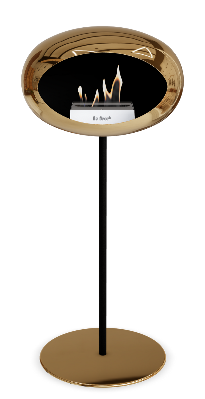 Le Feu GROUND STEEL HIGH Chrom Roségold Ø 25 mm – Rohr Schwarz, Brenner Edelstahl, Bodenplatte Roségold