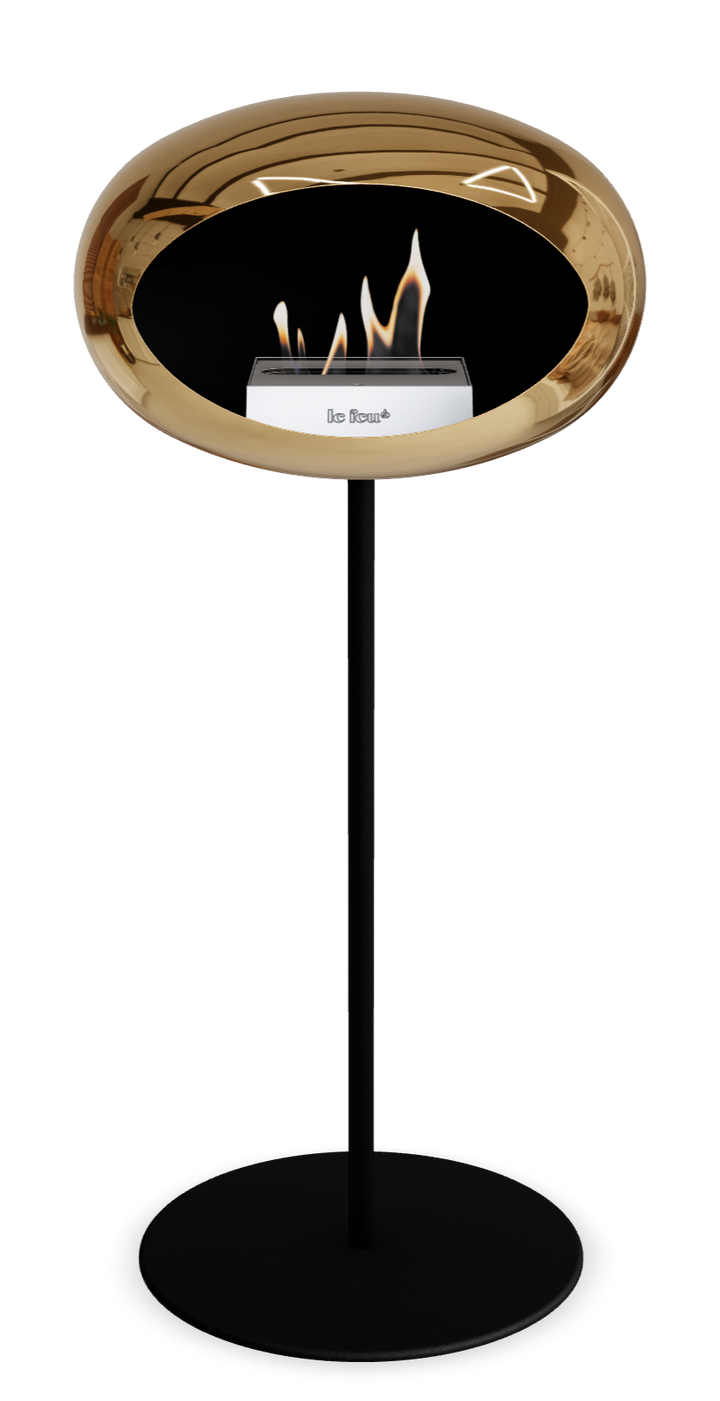 Le Feu GROUND STEEL HIGH Chrom Roségold Ø 25 mm – Rohr Schwarz, Brenner Edelstahl, Bodenplatte Schwarz