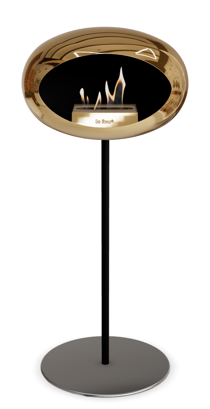 Le Feu GROUND STEEL HIGH Chrom Roségold Ø 25 mm – Rohr Schwarz, Brenner Roségold, Bodenplatte Edelstahl