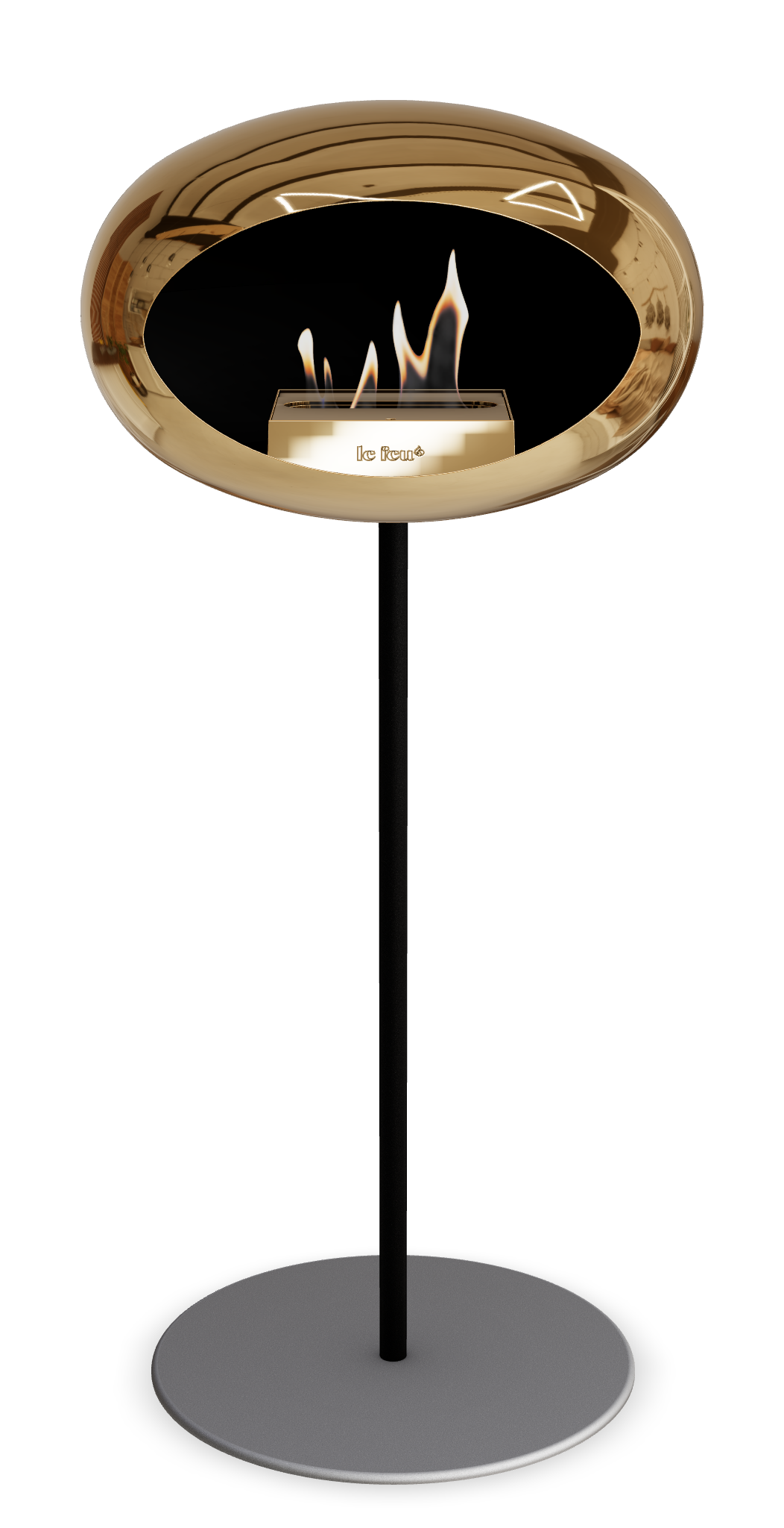 Le Feu GROUND STEEL HIGH Chrom Roségold Ø 25 mm – Rohr Schwarz, Brenner Roségold, Bodenplatte Nickel