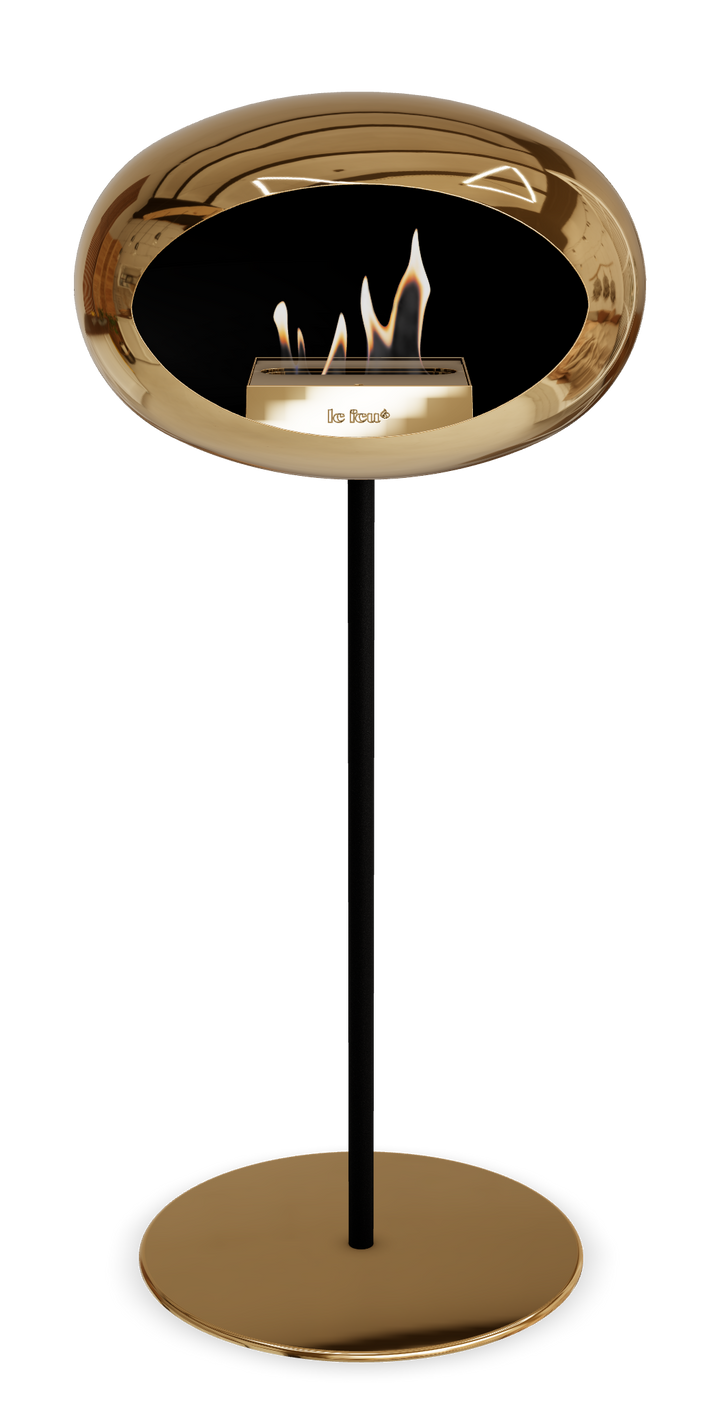 Le Feu GROUND STEEL HIGH Chrom Roségold Ø 25 mm – Rohr Schwarz, Brenner Roségold, Bodenplatte Roségold