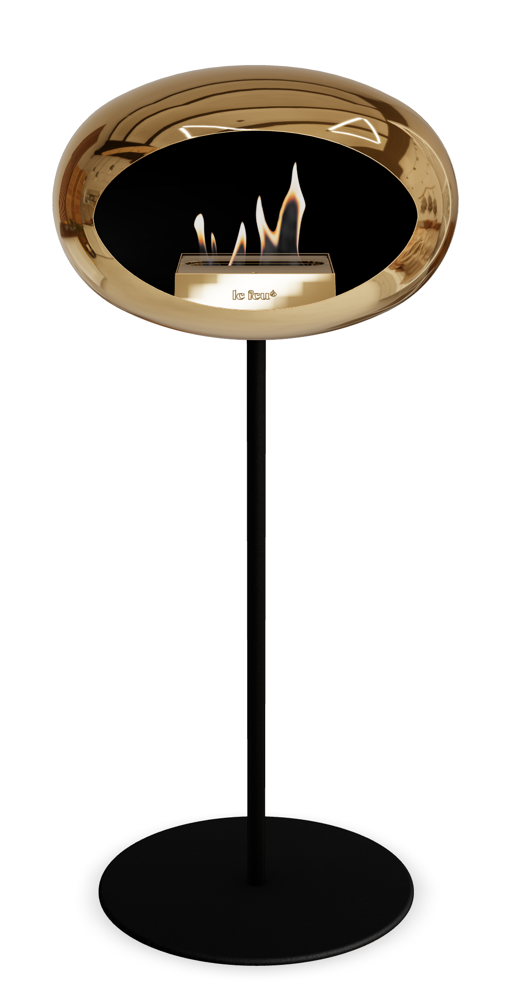 Le Feu GROUND STEEL HIGH Chrom Roségold Ø 25 mm – Rohr Schwarz, Brenner Roségold, Bodenplatte Schwarz