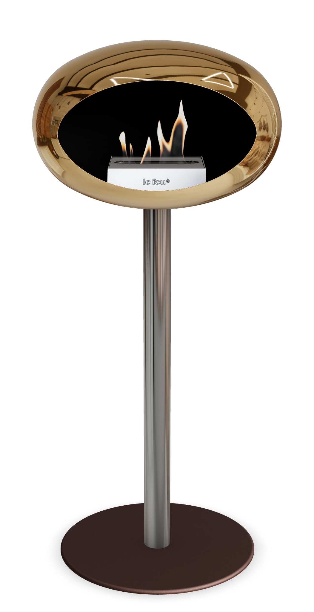 Le Feu GROUND STEEL HIGH Chrom Roségold Ø 60 mm – Rohr Edelstahl, Brenner Edelstahl, Bodenplatte Mokka