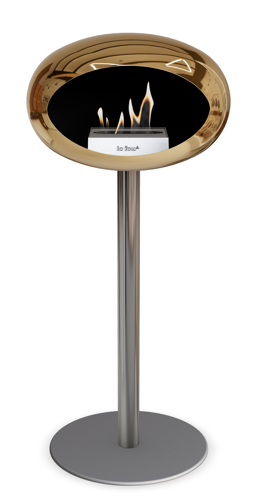 Le Feu GROUND STEEL HIGH Chrom Roségold Ø 60 mm – Rohr Edelstahl, Brenner Edelstahl, Bodenplatte Nickel